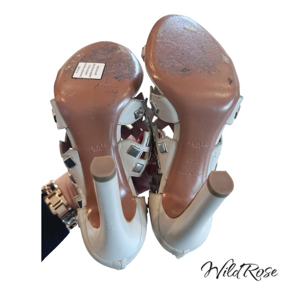 ALAÏA White calfskin LASER CUT stud SANDAL SZ 35.5 - Picture 10 of 17